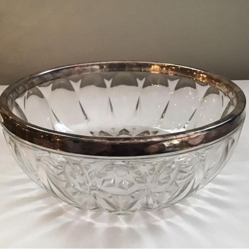 Small Italian Crystal metal rimmed bowl